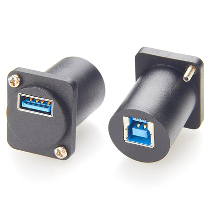 USB 3.0 A to B D-Series Panel Mount Feedthrough Connector