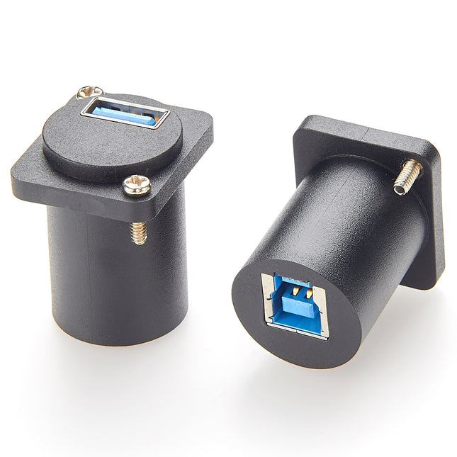 USB 3.0 A to B D-Series Panel Mount Feedthrough Connector