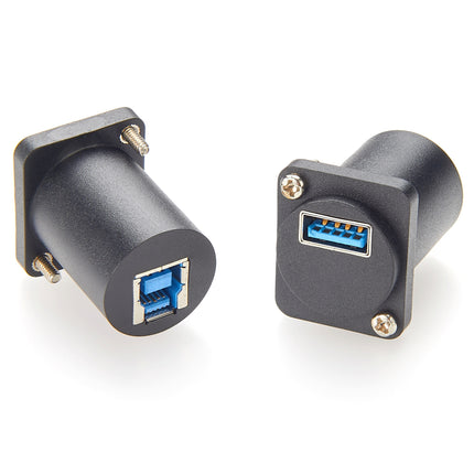 USB 3.0 A to B D-Series Panel Mount Feedthrough Connector
