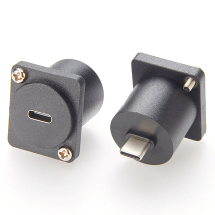 D-Type USB 3.1 Type-C Male to Female Panel Mount Adapter
