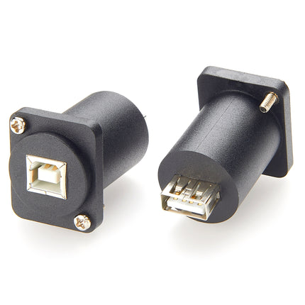 USB 2.0 USB B to USB A D-Type Panel Mount Adapter