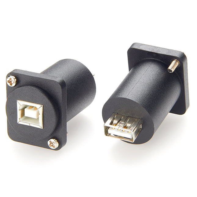USB 2.0 USB B to USB A D-Type Panel Mount Adapter