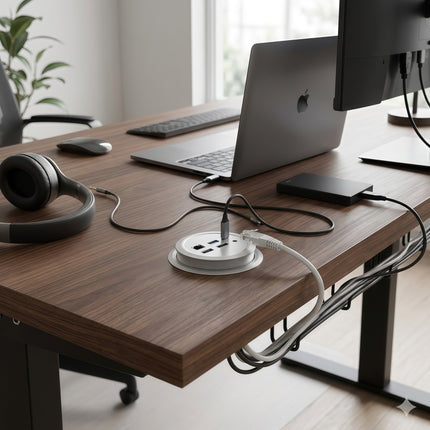 In-Desk Hub Multimedia Grommet Panel Mount USB 3.0 Hub