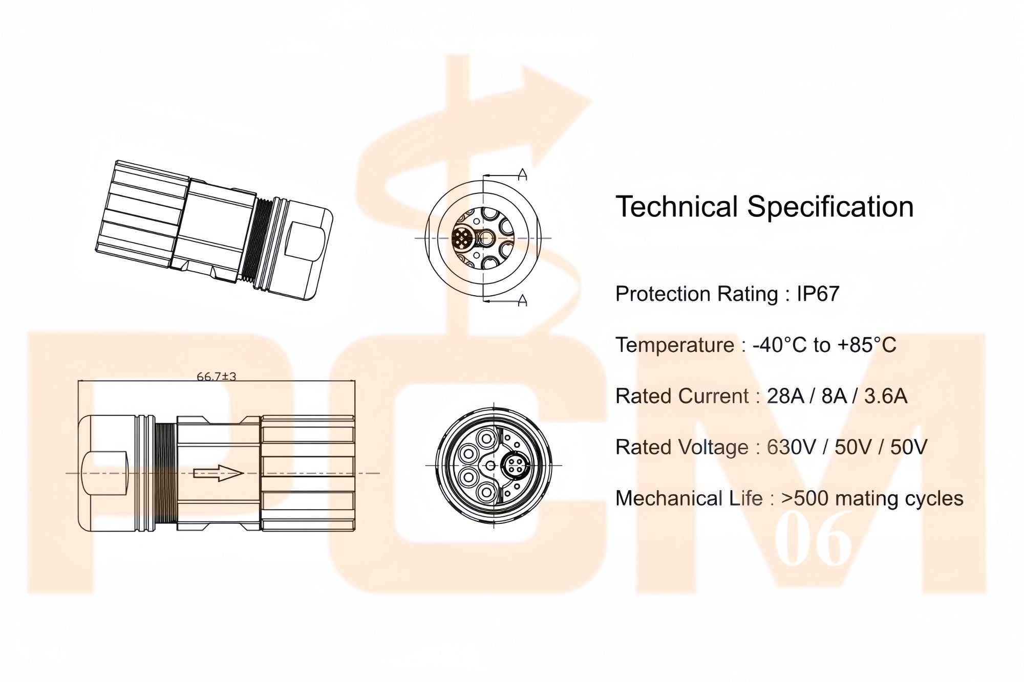 M23 Hybrid Robot Cable Male to Male